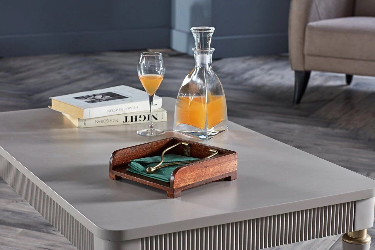 DEKORATİF PİRİNÇ KAHVE AHŞAP PEÇETELİK MA4265