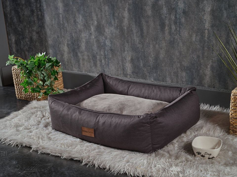 DOQU DOGBED EVCİL HAYVAN YATAĞI 70 X 50 X 23 CM - ANTRASİT