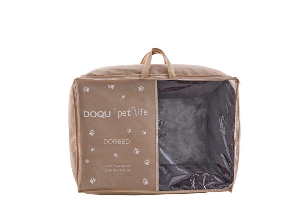 DOQU DOGBED EVCİL HAYVAN YATAĞI 70 X 50 X 23 CM - ANTRASİT